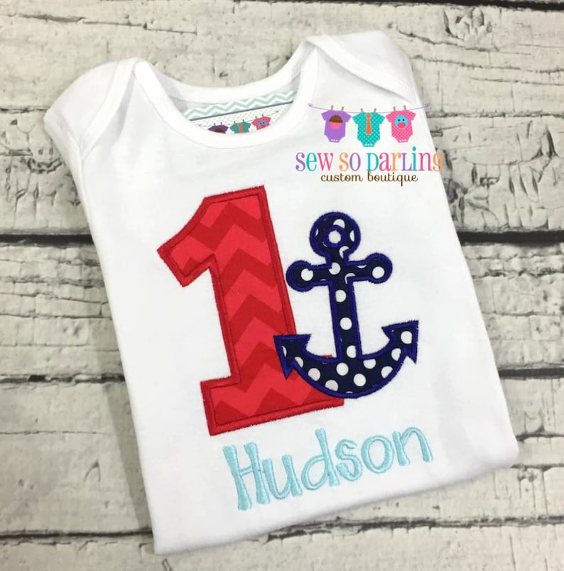 Navy and Red Boy Anchor Birthday shirt 1st Birthday Outfit 1st Birthday Anchor Birthday Outfit Baby Boy Nautical Birthday Outfit