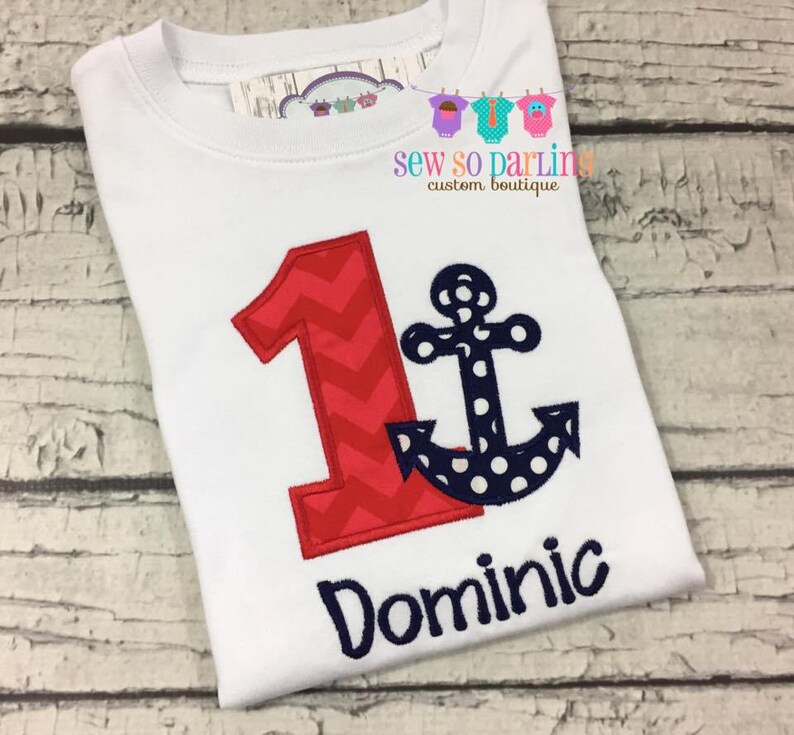 Navy and Red Boy Anchor Birthday shirt 1st Birthday Outfit 1st Birthday Anchor Birthday Outfit Baby Boy Nautical Birthday Outfit
