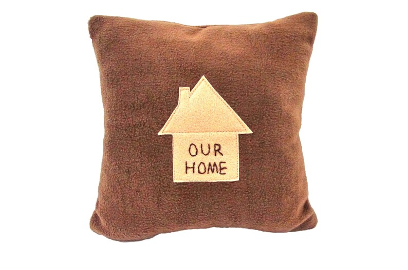 New Home Pillow, Cozy Soft Fleece, Specialty, Novelty, Gift, Our Home. Brown, Congratulations image 1