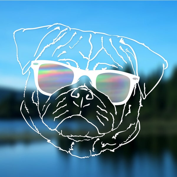 Pug Decal, Dog, Vinyl Decal, Car Decal, Bumper Sticker, Decal