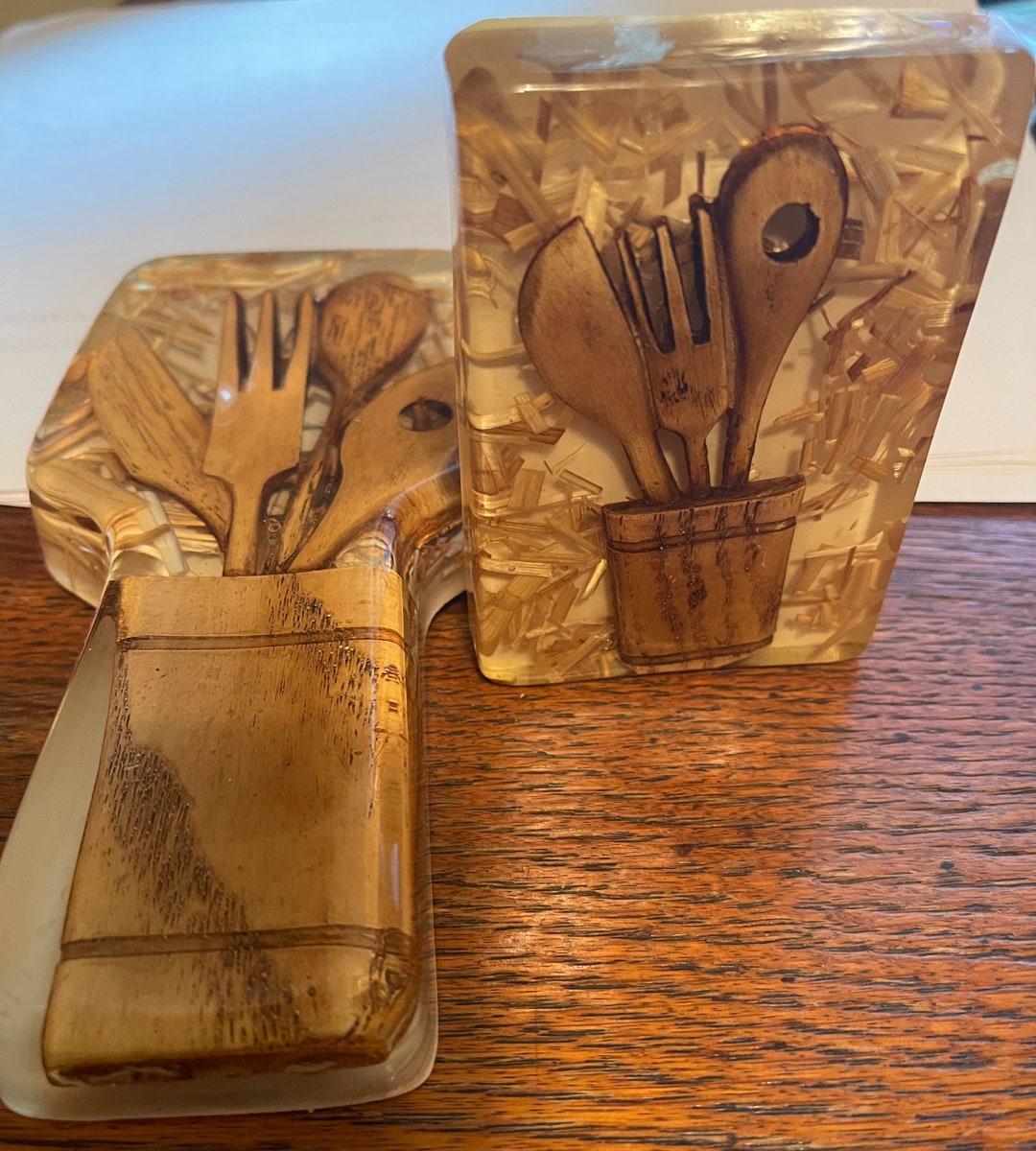 Vintage Resin Lucite Spoon Rest and Matching Toothpick Holder Etsy