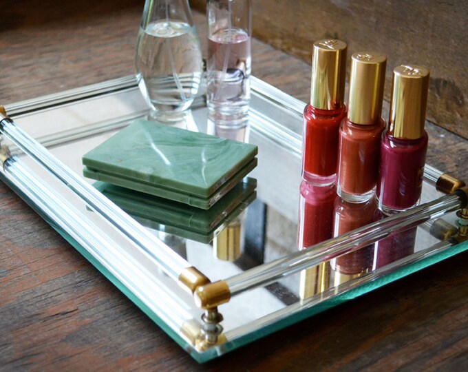 Mid Century Mirrored Vanity Tray Art Deco Vanity Tray Hollywood Regency