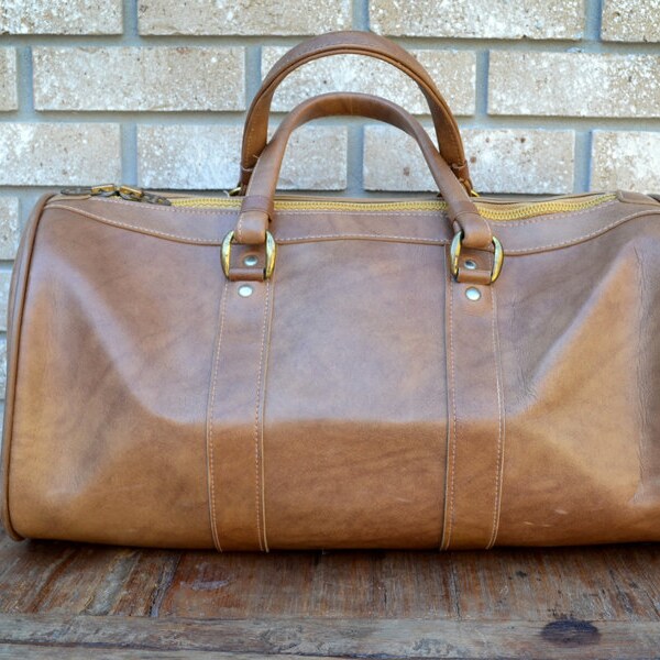Vintage Faux Leather Bag - Camel