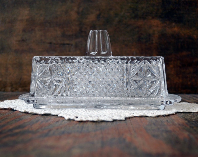 Antique Glass Butter Dish Heavy Cut Crystal Glass Butter Dish With Lid Clear Glass Covered