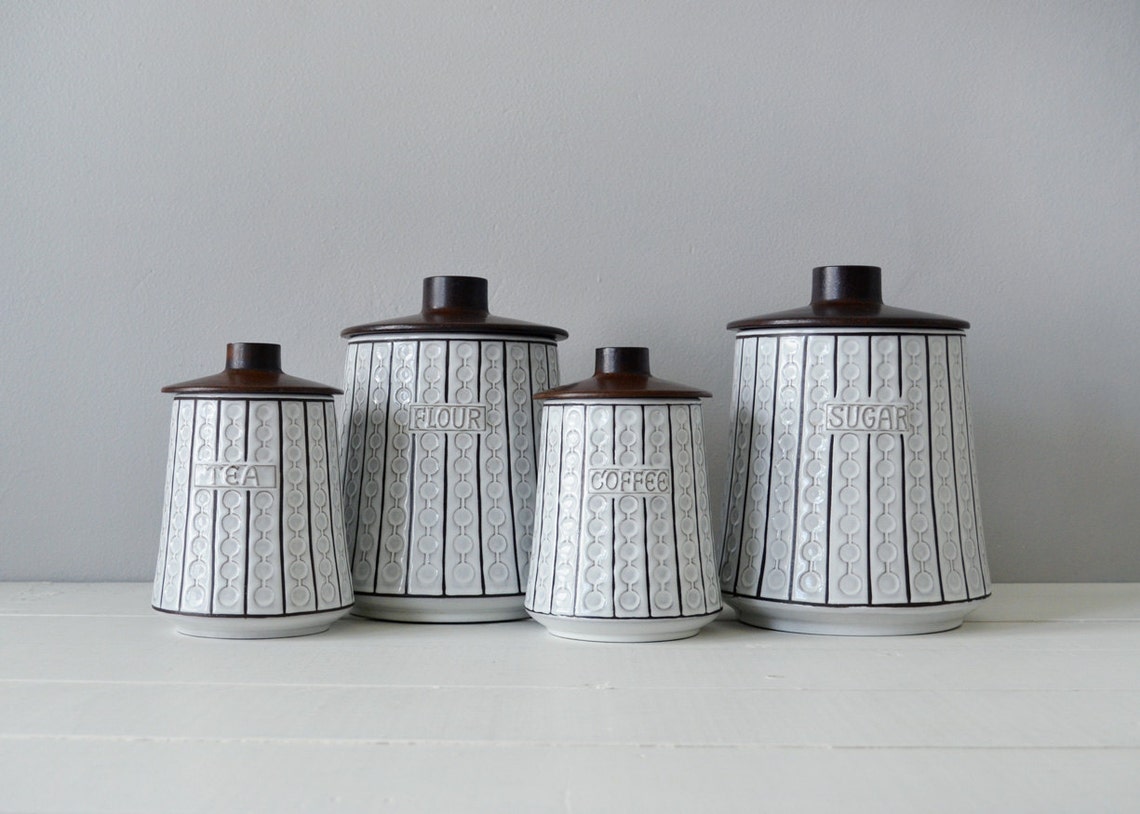 Mid Century Kitchen Canisters Ceramic Canister Set Mid Etsy