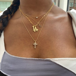 Naszyjnik unisex, Rep LA, Rep NY, fan Dodgers, fan New York Yankee, wypełniony złotem, minimalizm