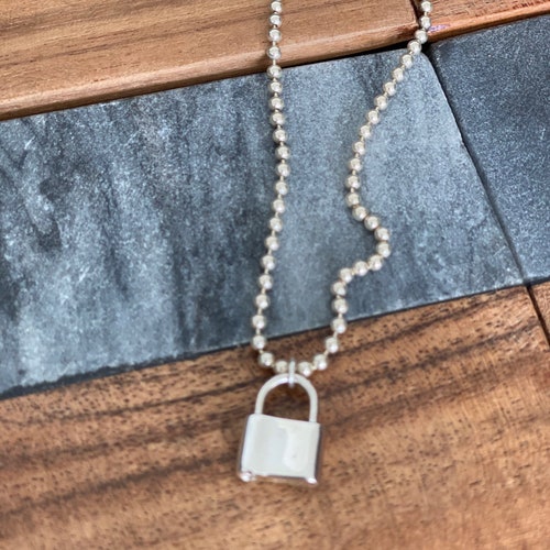 Sterling Silver Padlock Necklace Sterling Silver Box Chain Etsy UK