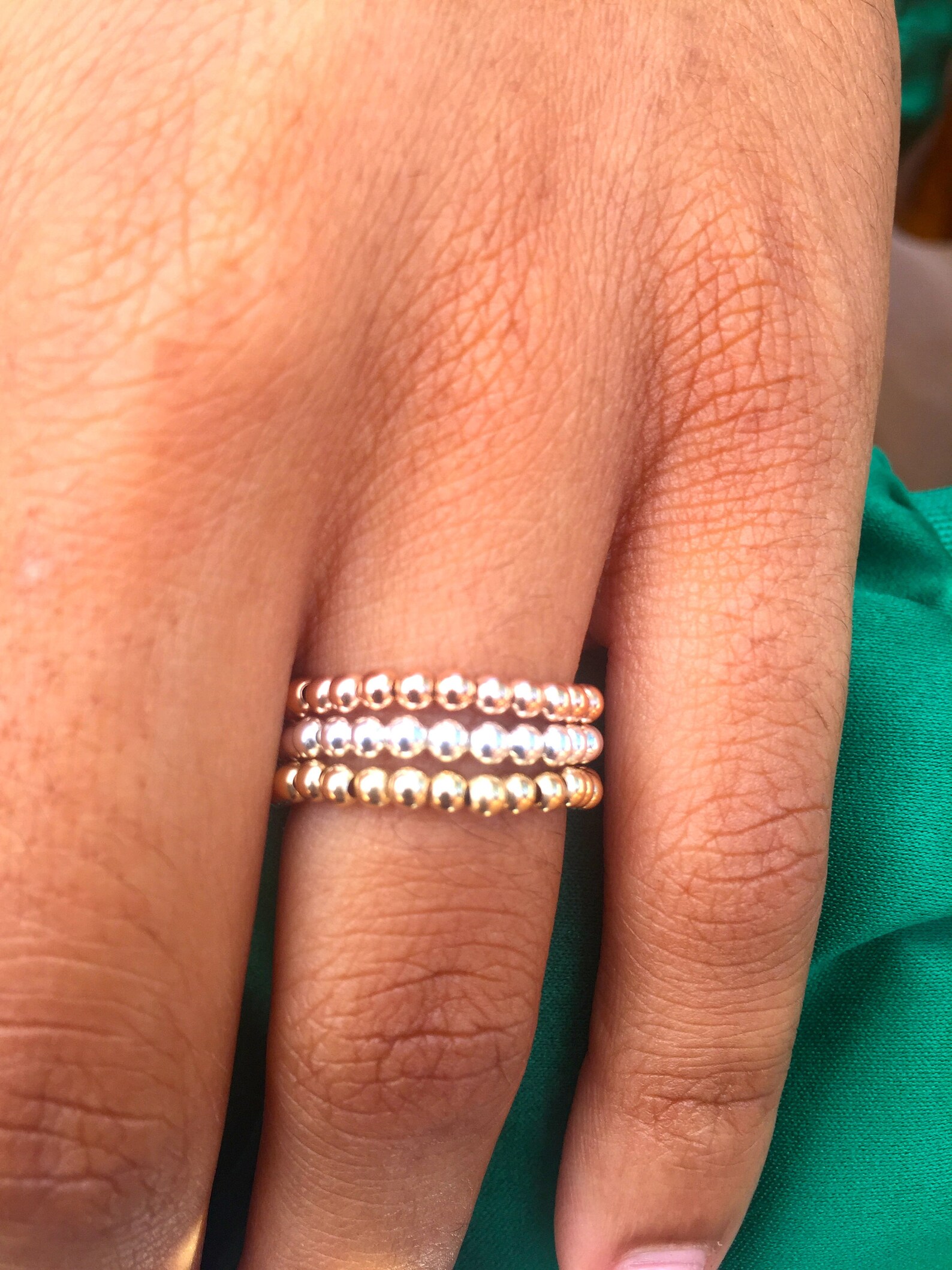 Stackable adjustable rings/ Beaded stretch ring/ Sterling | Etsy