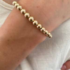 6mm beaded stretch bracelet, 14k gold filled beaded bracelet, Sterling silver beaded bracelet, Stacking bracelet, Minimalist