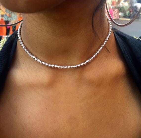 Gold beaded choker/ Metal beaded 