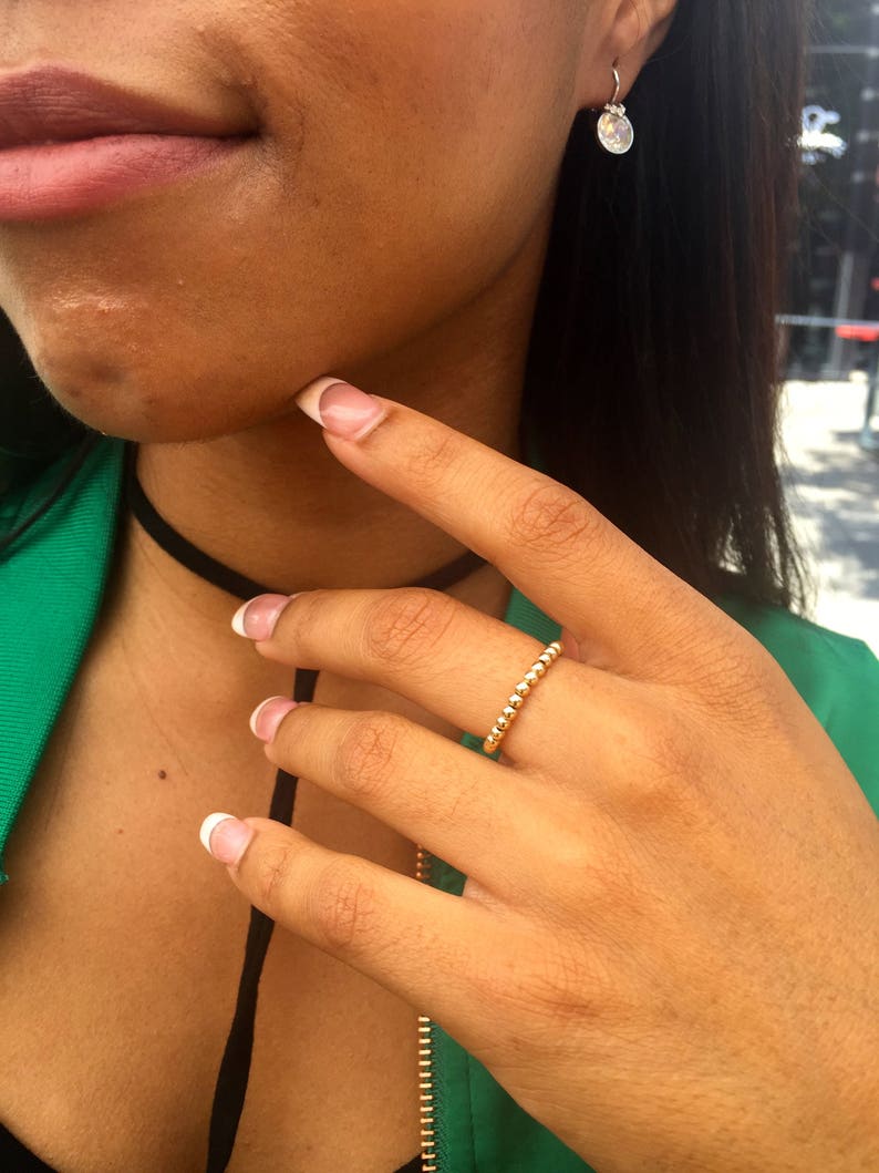 Stackable Adjustable Rings/ Beaded Stretch Ring/ Sterling Etsy