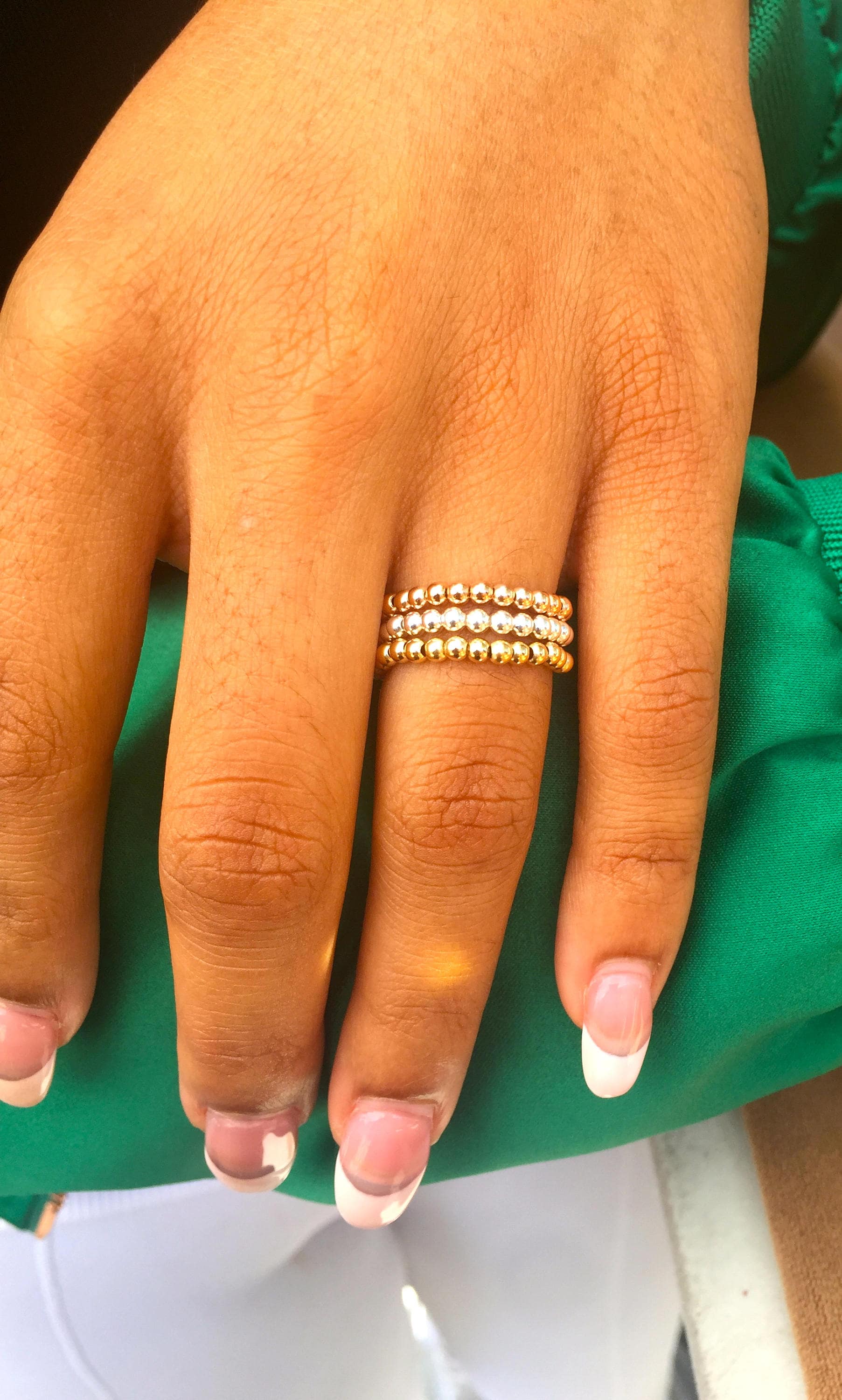 Stackable adjustable rings/ Beaded stretch ring/ Sterling Etsy