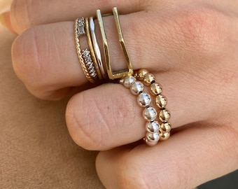 4mm Beaded Stacking Ring, Gold Filled, Sterling Silver, Rose Gold
