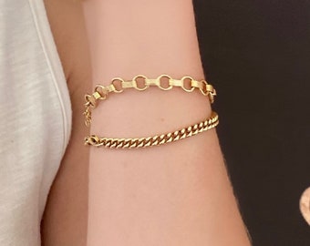 Curb link bracelet, Gold filled curb link bracelet, Dainty curb link bracelet, Gold stacking bracelet, Minimalist