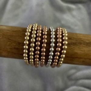 5mm beaded stretch bracelets, Stacking bracelets, Gold filled, Sterling silver, Rose gold filled, minimalist