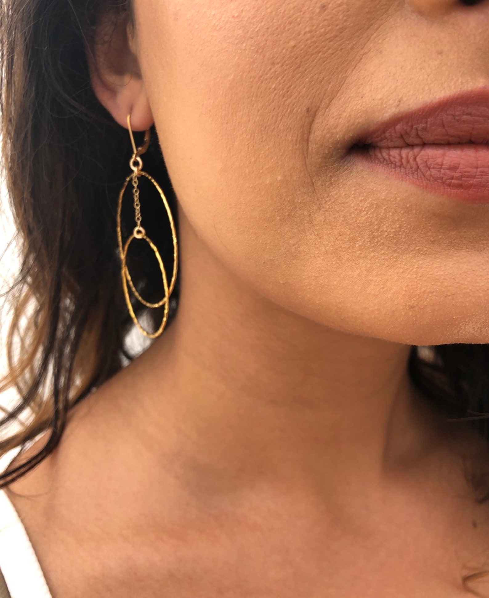 Double Hoop Dangle Earrings Gold or Silver Bold Hoop Etsy