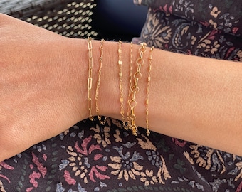 Gold Filled Chain Bracelet or Anklet: Dainty Stacking Jewelry