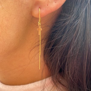 Threader earrings, Star threaders, Moon threaders, Lightning bolt threaders, Cross threaders, tiny opal threaders