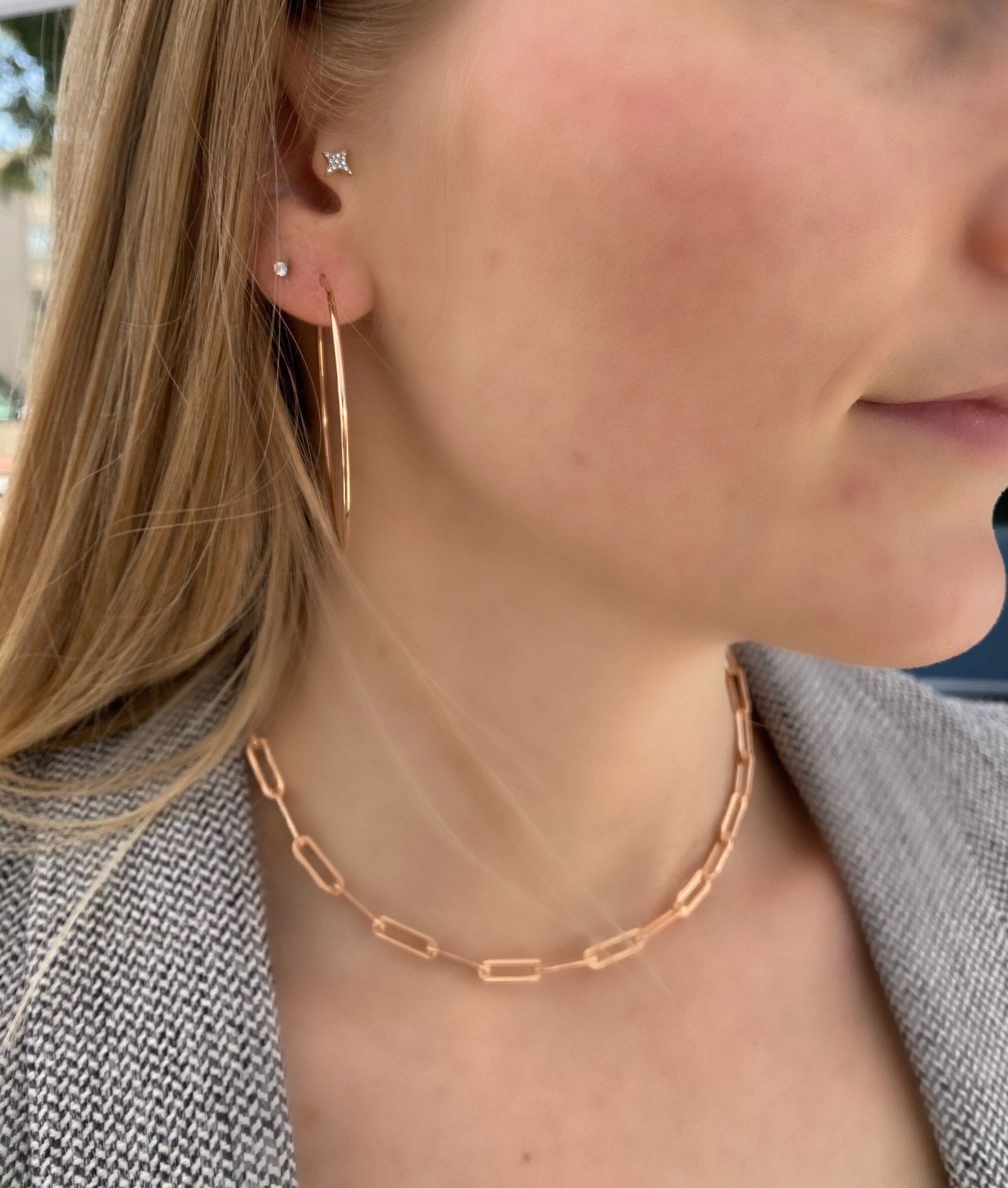 Rose Gold Filled Paper Clip Chain Necklace, Chunky Paper