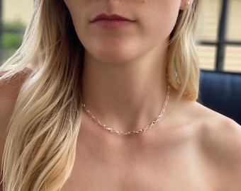 Circle/ oval link chain necklace, Sterling silver or gold filled, Minimalist