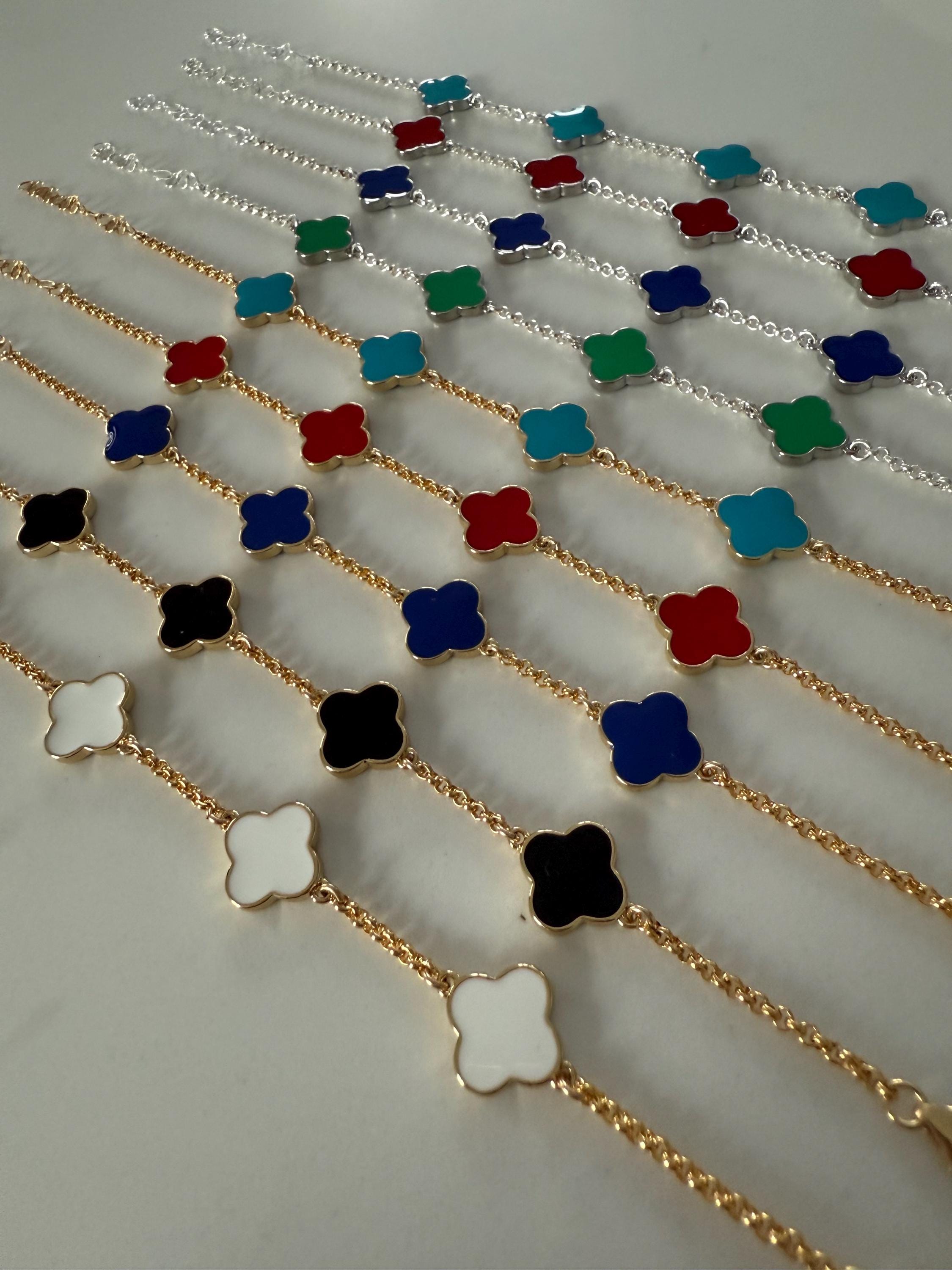 Black silver clover bracelet - Etsy 日本