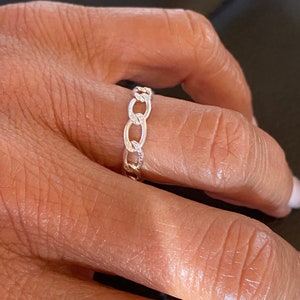 Sterling Silver Curb Chain Ring: Flexible Stacking Ring