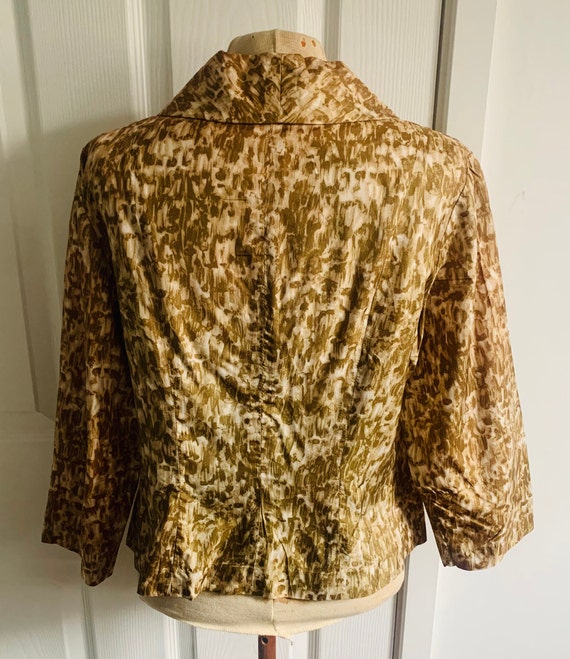Vintage 1950s Ladies Gold Brown Top Jacket Blouse… - image 2