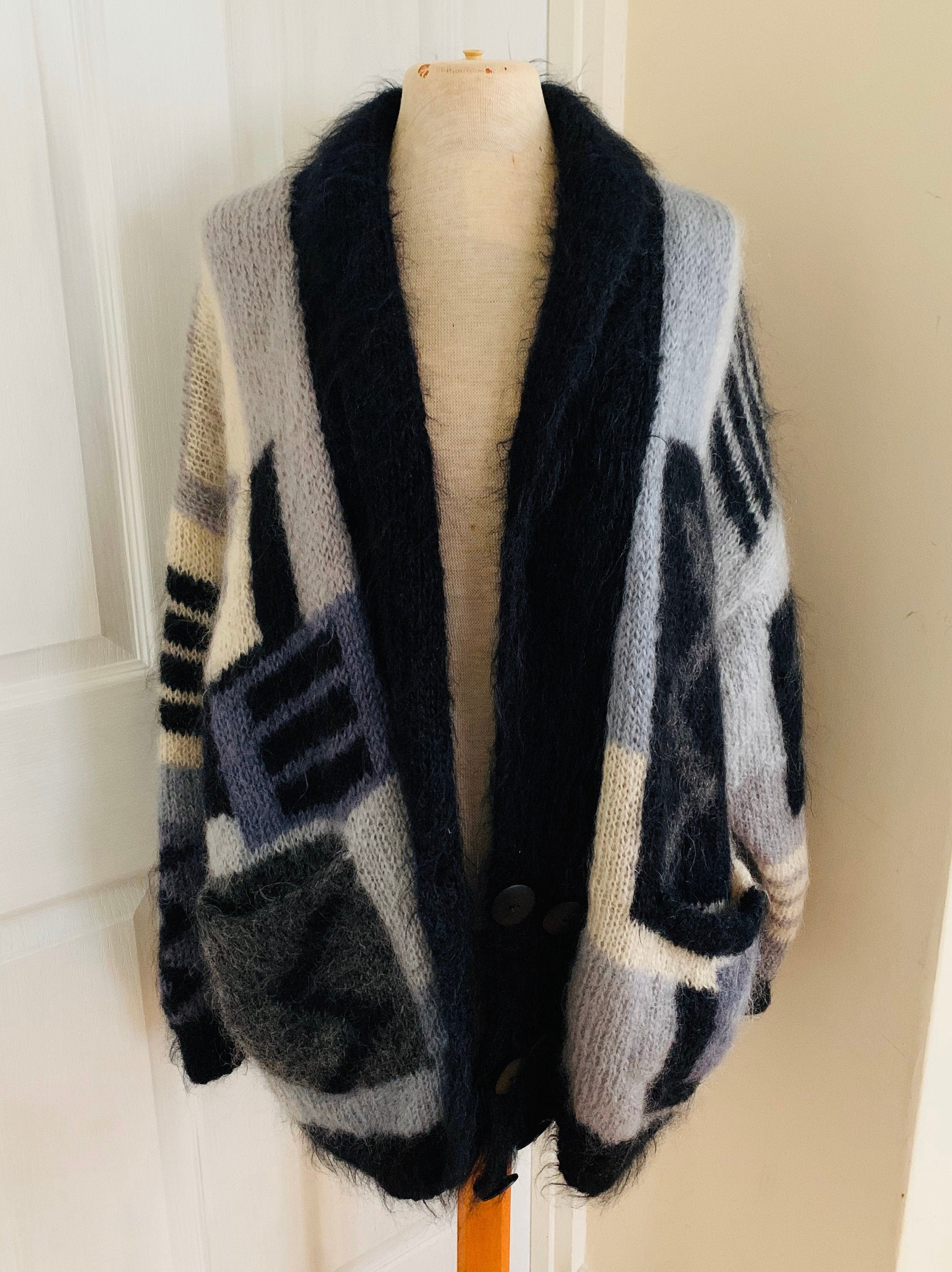 トップス 80's ukvintage Soft Options Mohair Knit Vintage 1980s SOFT OPTIONS Handmade Mohair Knit Knitted Black
