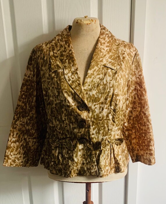 Vintage 1950s Ladies Gold Brown Top Jacket Blouse 