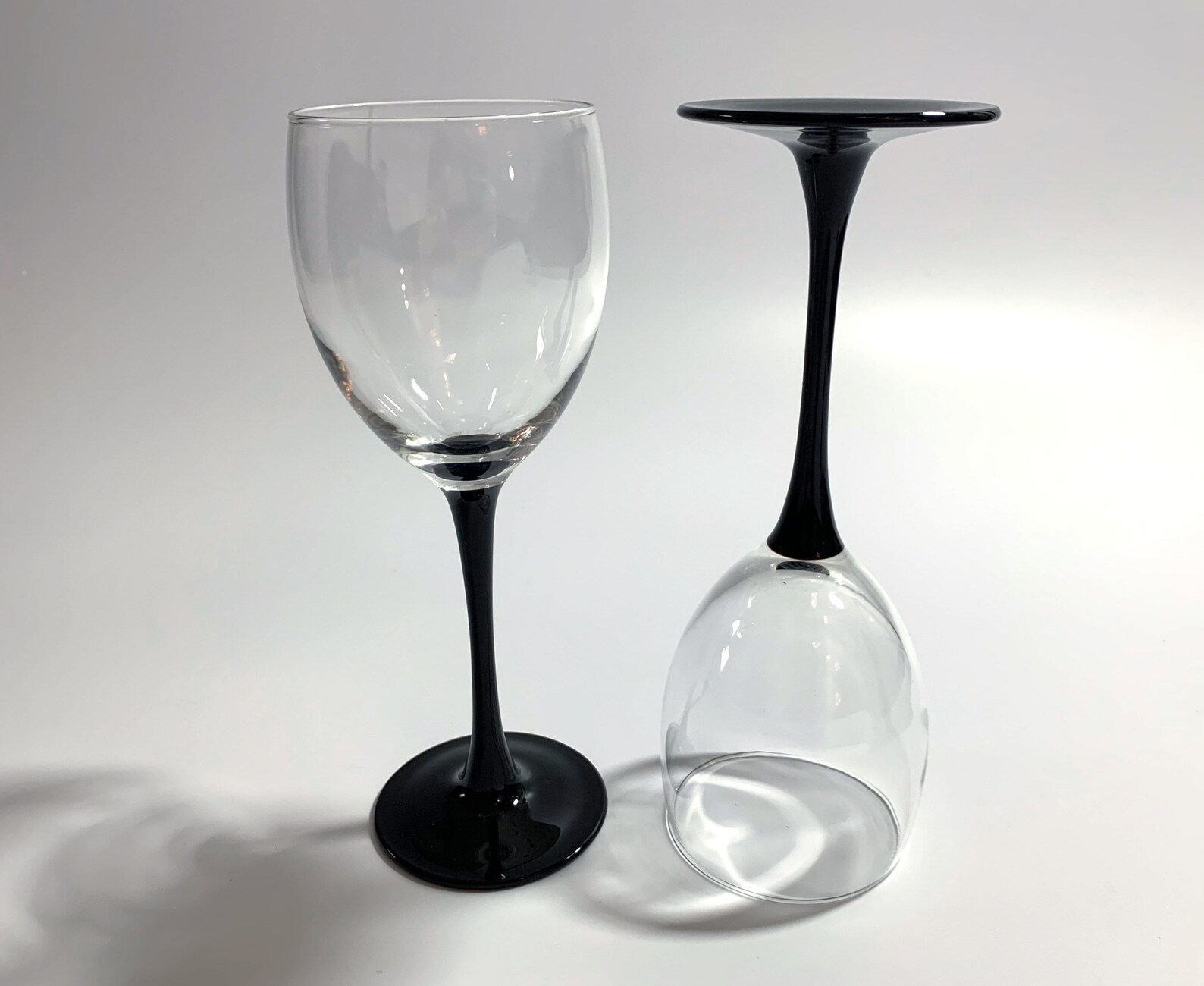 Luminarc Made in France Black Stem Wine Glasses set of 2 Etsy