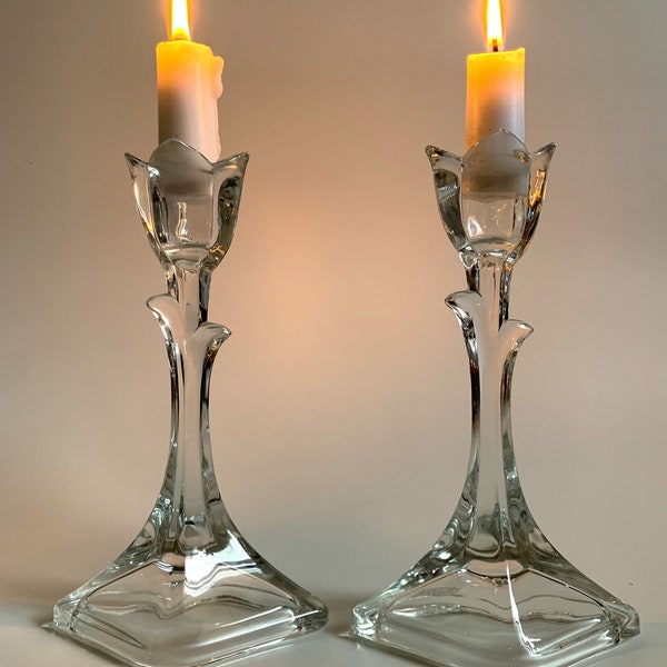 Toscany Crystal Tulip Candlestick Holders