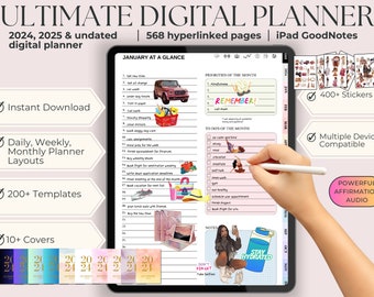 Ultimate Digital Planner, 2024 Planner, 2025, & Undated, GoodNotes Planner, Digital Planner, Daily, Weekly, Monthly 2024, iPad Calendar