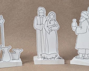 Holy Family Wise Men and Shepherds SVG Cut and Draw and Cut