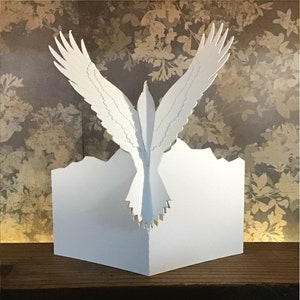 Carte pop-up aigle, présentoir, décoration SVG