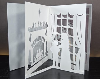 Christmas Card SVG: Children at Window, Holiday Decor (Digital Download)
