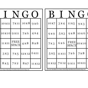 Times Table Bingo