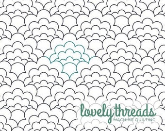 Pantógrafo de acolchado digital Scallop Puff para acolchado de borde a borde de brazo largo