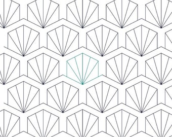 Pantógrafo digital de borde a borde con ventilador hexagonal para acolchado de brazo largo