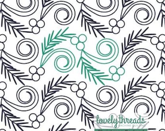 Pantógrafo de acolchado digital con guirnalda navideña para acolchado de borde a borde