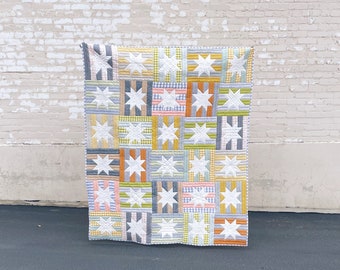Market Stars pdf quilt pattern/beginner quilt pattern/star quilt pattern/striped quilt