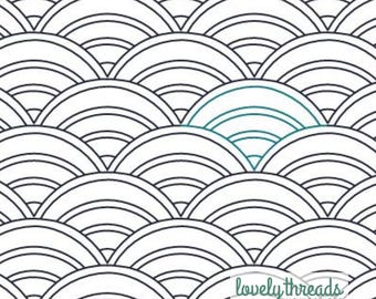 Patrón de acolchado digital Pinstripe Clam: una versión moderna del diseño tradicional de abanico bautista