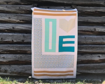 Mostrar amor PDF patrón de edredón/edredón de San Valentín/edredón de amor/edredón de corazón/edredón de texto