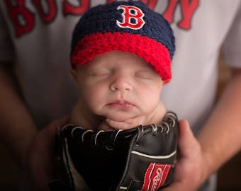 Baby Boy Outfit Boston Red Sox baby boy clothes knitted hats, newborn baseball cap, crochet boy hat hat, knit baby boy hat, baby shower gift