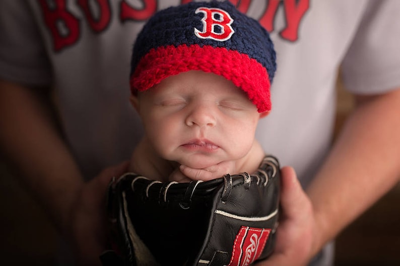 Crochet Baseball Cap Baby Boy Outfit Boston Red Sox Baby Boy Etsy