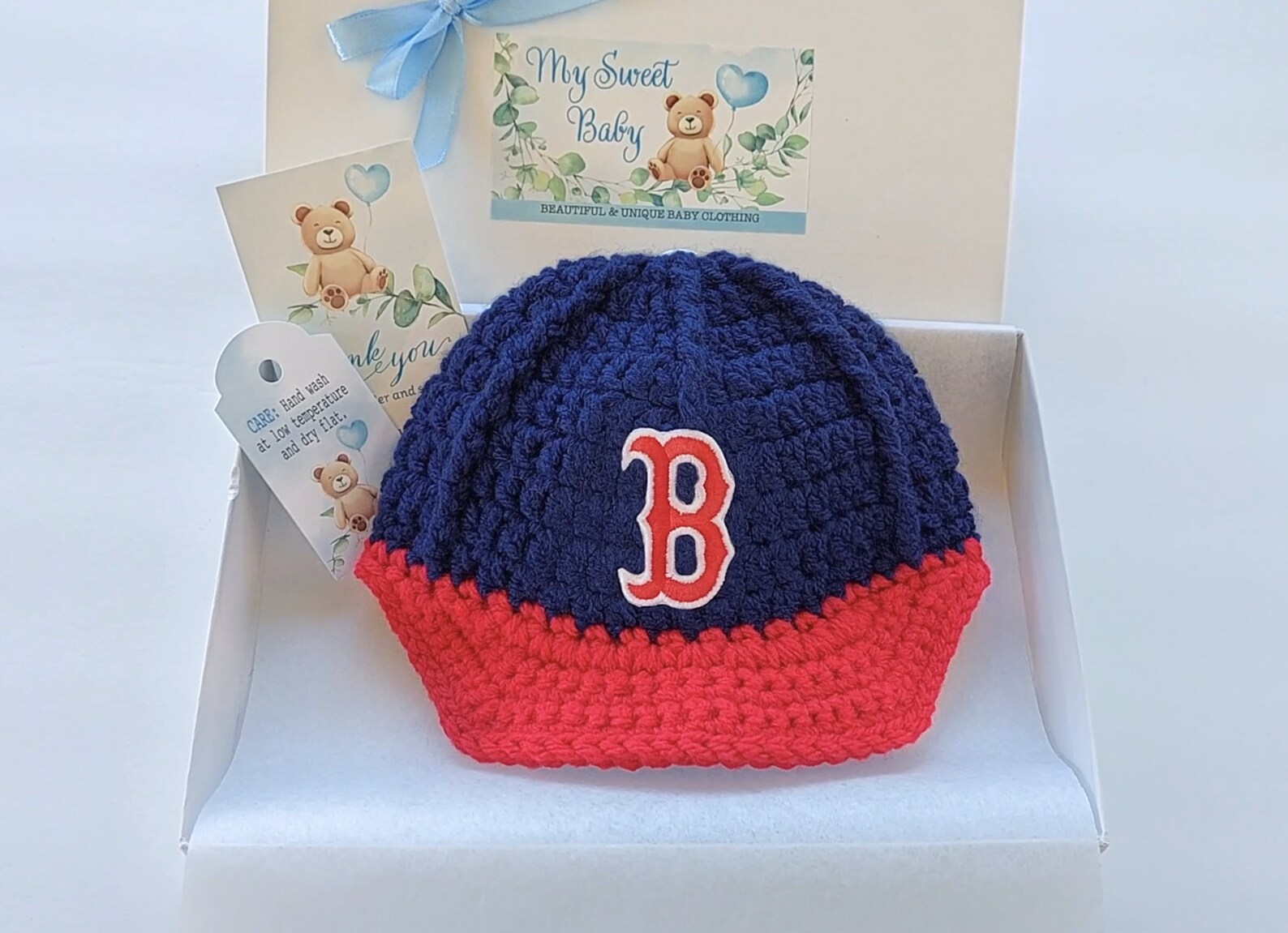 Crochet Baseball Cap Baby Boy Outfit Boston Red Sox Baby Boy Etsy