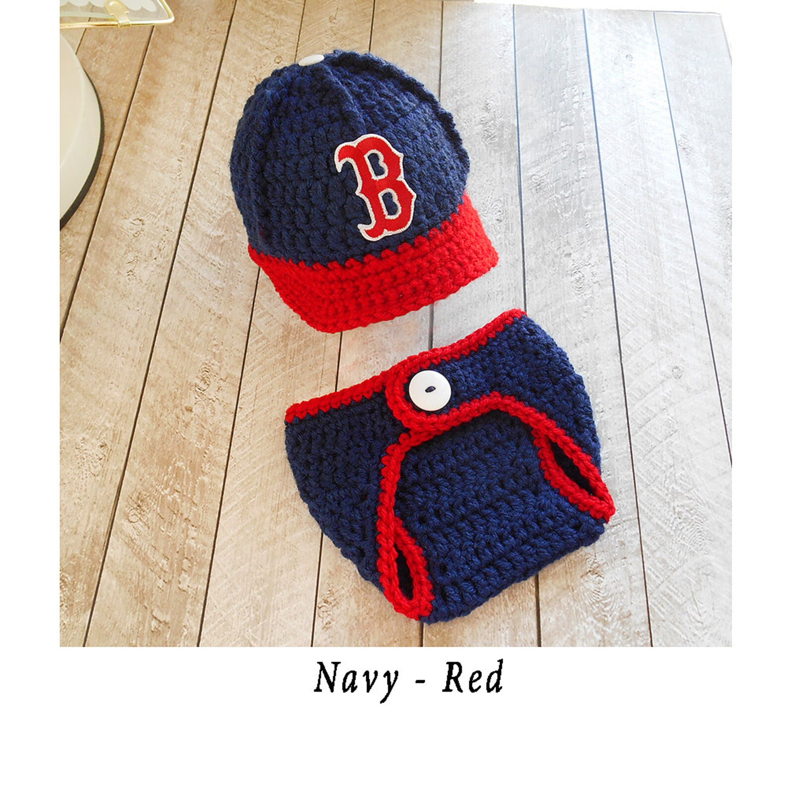 Crochet Baseball Cap Baby Boy Outfit Boston Red Sox Baby Boy Etsy