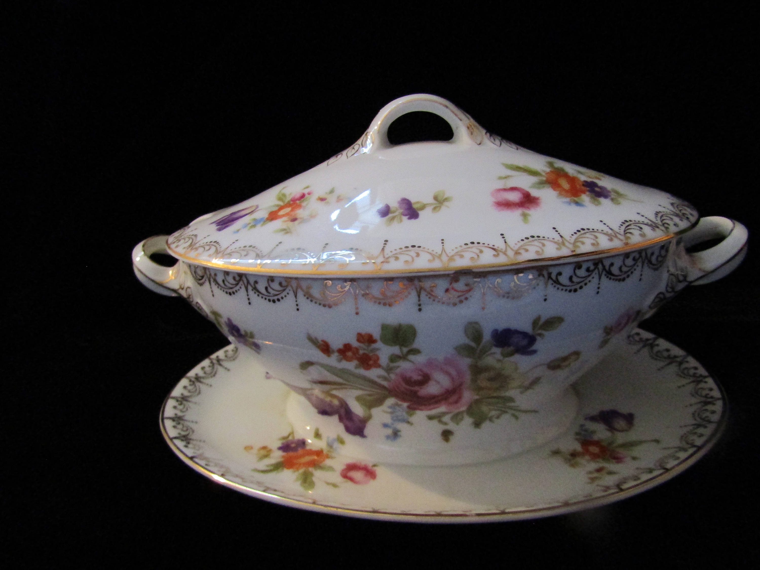 Vintage China Serving Dish with Cover Lid. Beautiful botanical Etsy