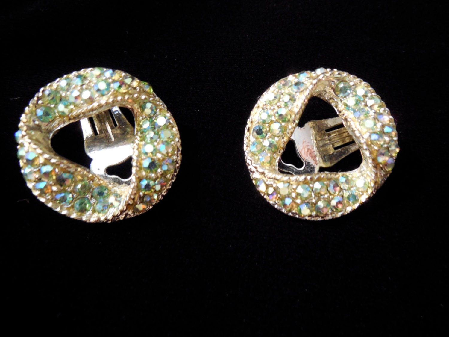 Green Rhinestone Earrings by 11 W. 30th St. Inc. Gorgeous | Etsy