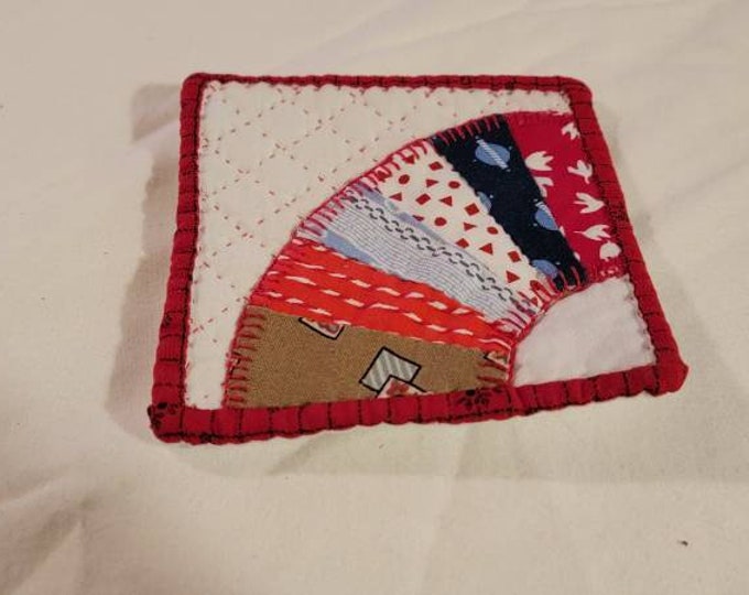 Set of 4 hand quilted and appliqued coasters