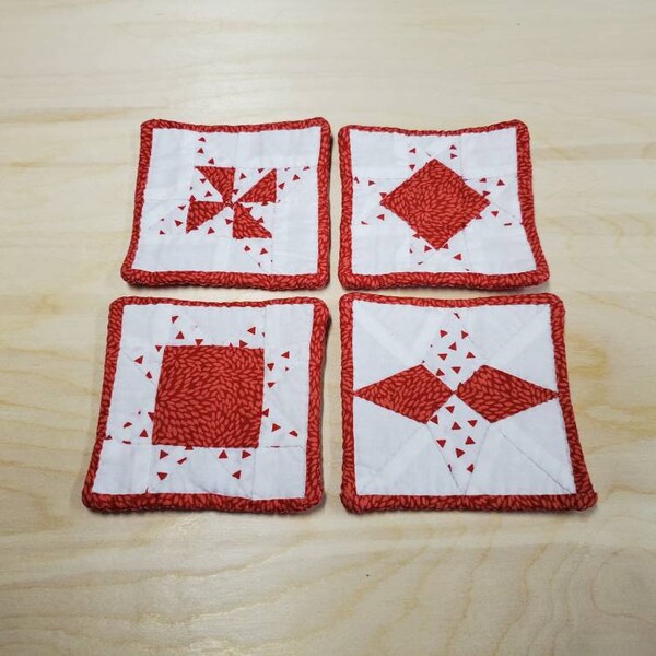 Set of 4 hand quilted coasters